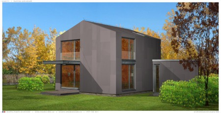 WOOD II. - bydlíme pohromadě | Varianta A5 je charakteristická velkými výřezy okenních otvorů v minimálním počtu. Fasáda v minimalistickém pojetí. 